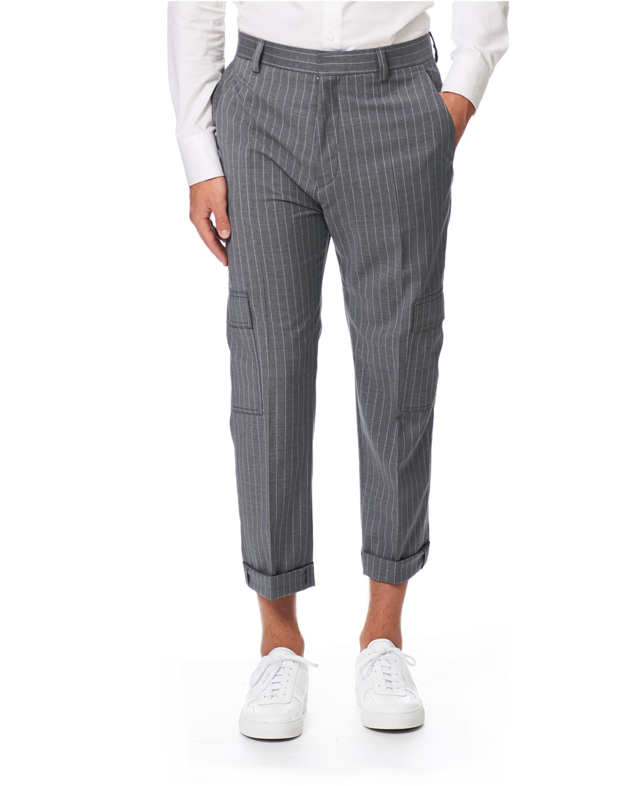 Herr | Byxor | HUGO | Falko Striped Turn Up Cargo Pants Silver