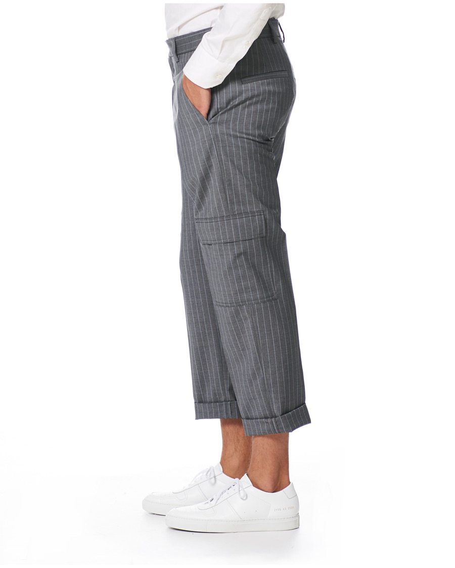 Herr | Byxor | HUGO | Falko Striped Turn Up Cargo Pants Silver