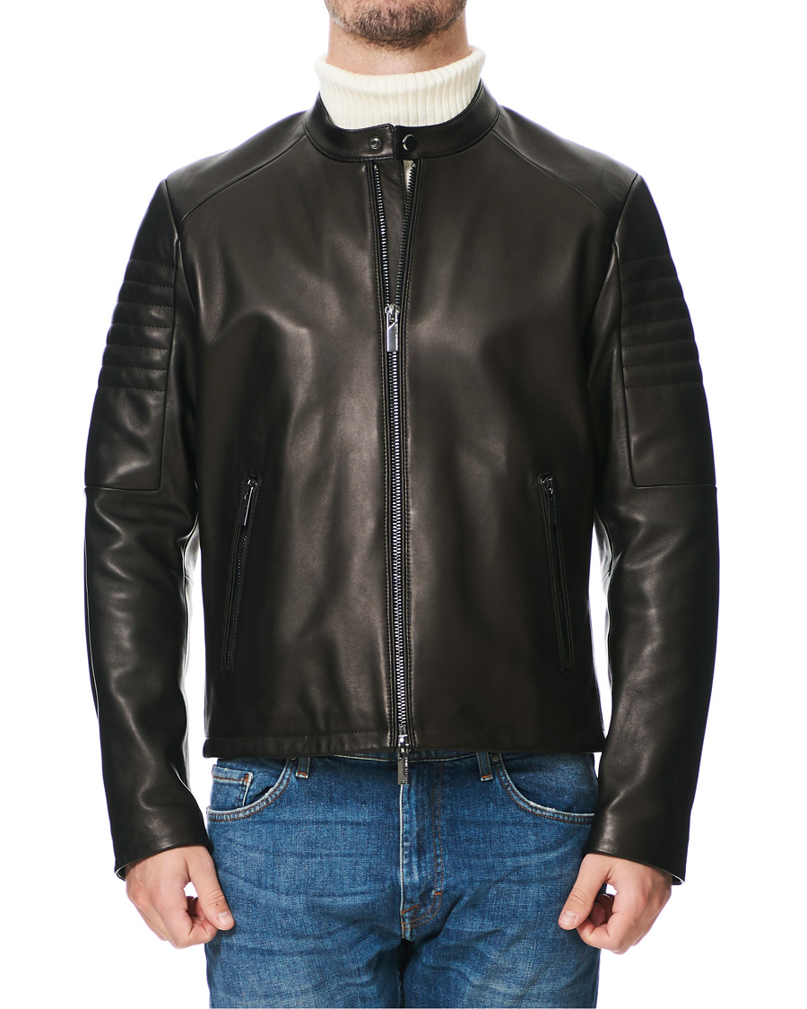 Herr | Jackor | BOSS BLACK | BOSS Porsche Capsule Noptem Leather Jacket Black