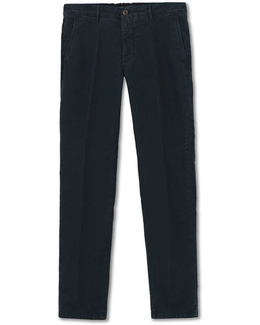Herr | Byxor | Incotex | Regular Fit Garment Dyed Washed Slacks Navy