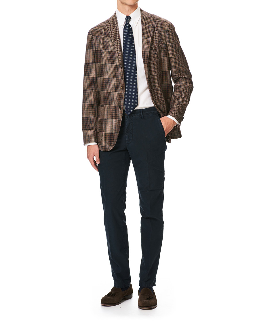 Herr | Byxor | Incotex | Regular Fit Garment Dyed Washed Slacks Navy