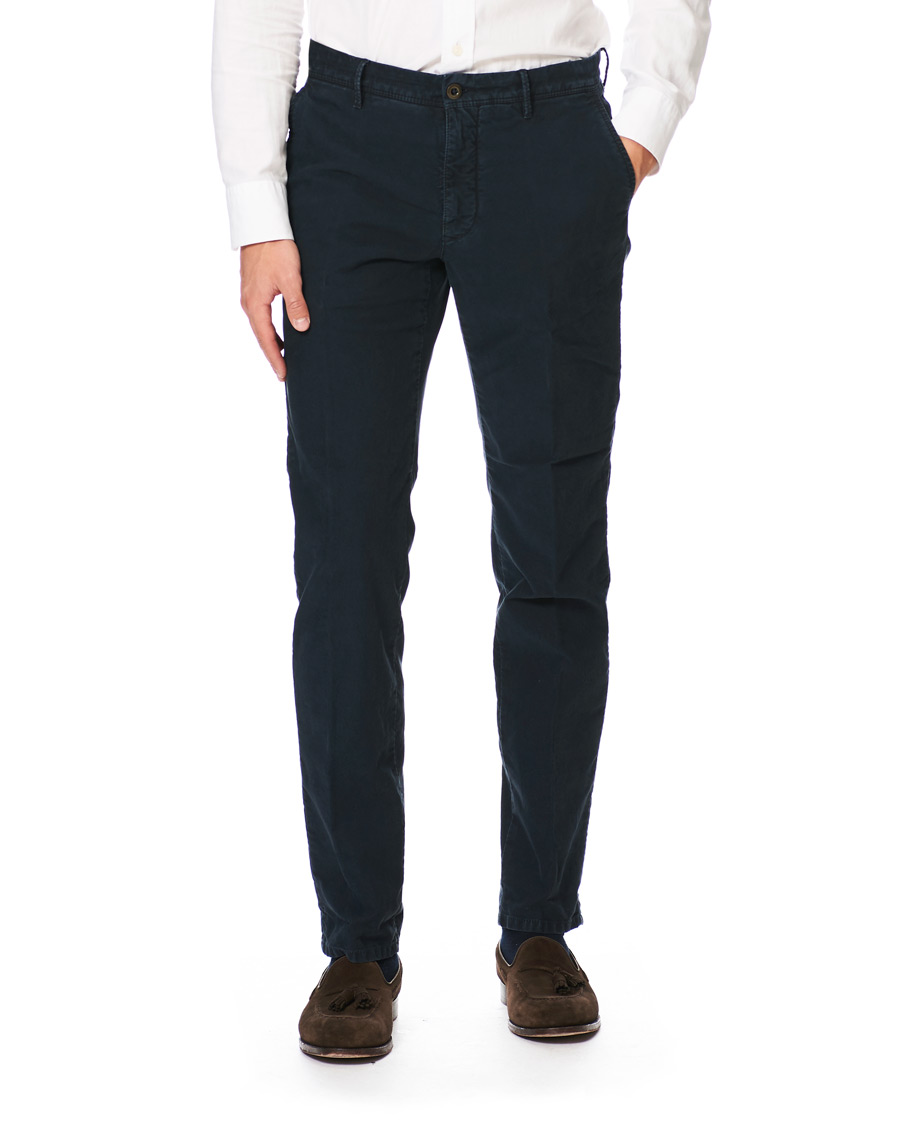 Herr | Byxor | Incotex | Regular Fit Garment Dyed Washed Slacks Navy
