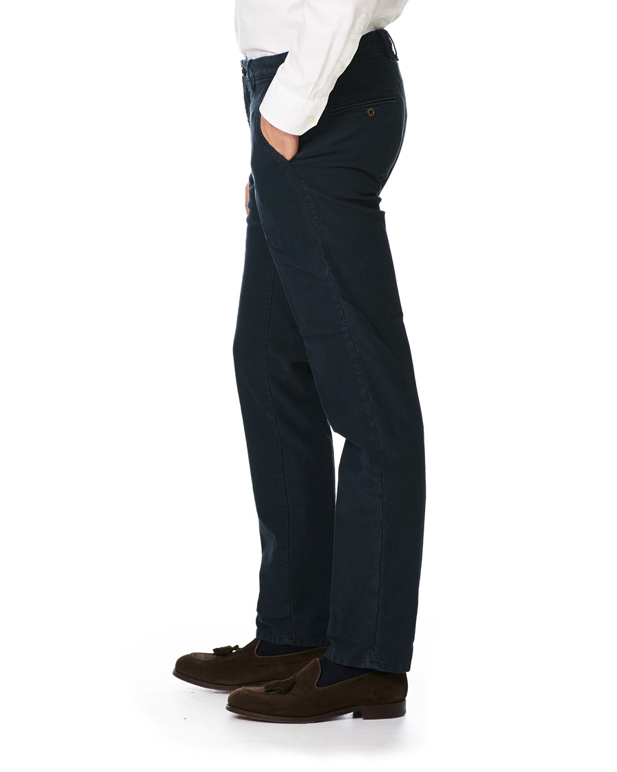 Herr | Byxor | Incotex | Regular Fit Garment Dyed Washed Slacks Navy