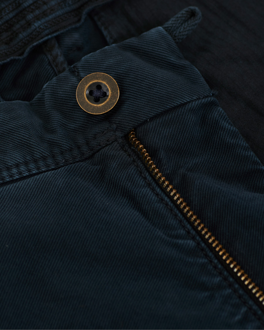 Herr | Byxor | Incotex | Regular Fit Garment Dyed Washed Slacks Navy