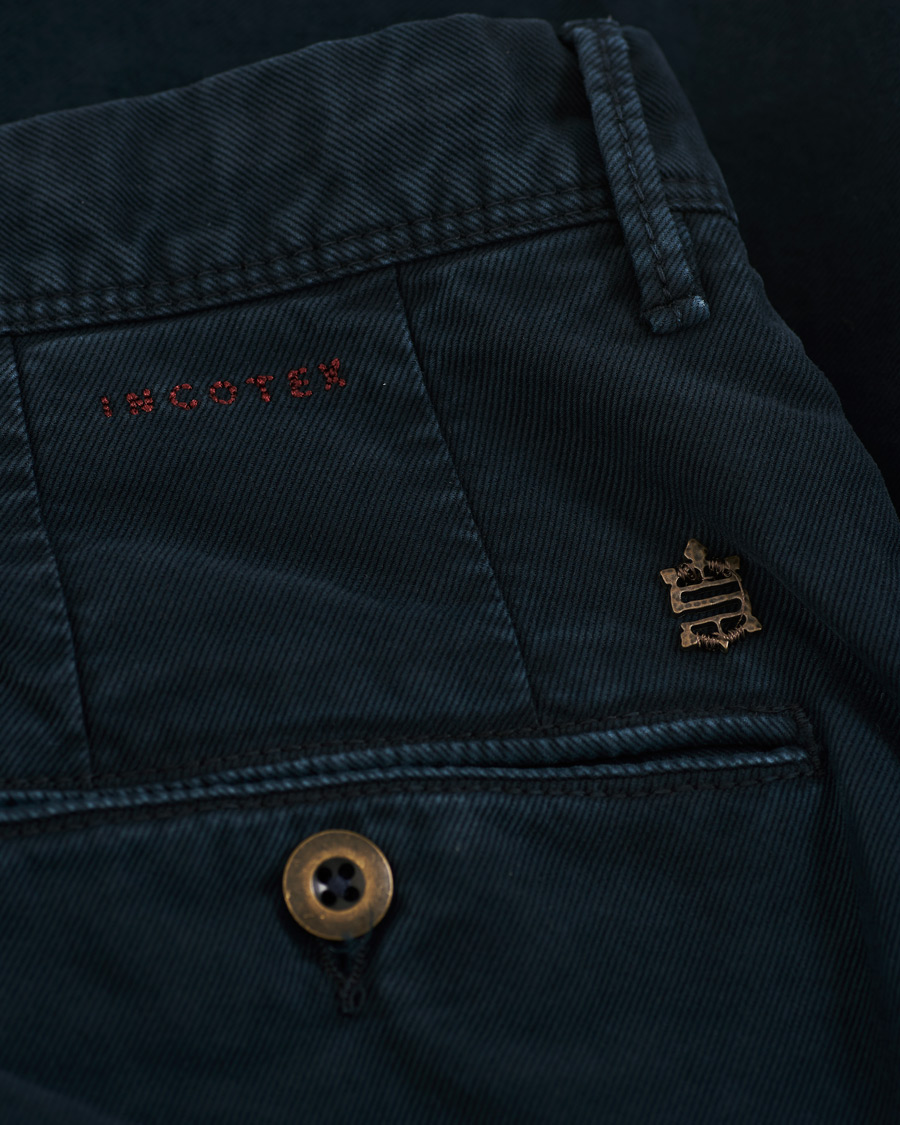 Herr | Byxor | Incotex | Regular Fit Garment Dyed Washed Slacks Navy