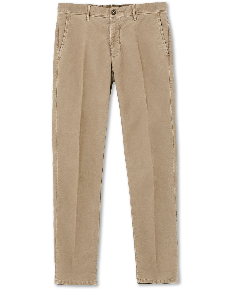 Herr | Byxor | Incotex | Regular Fit Garment Dyed Washed Slacks Beige