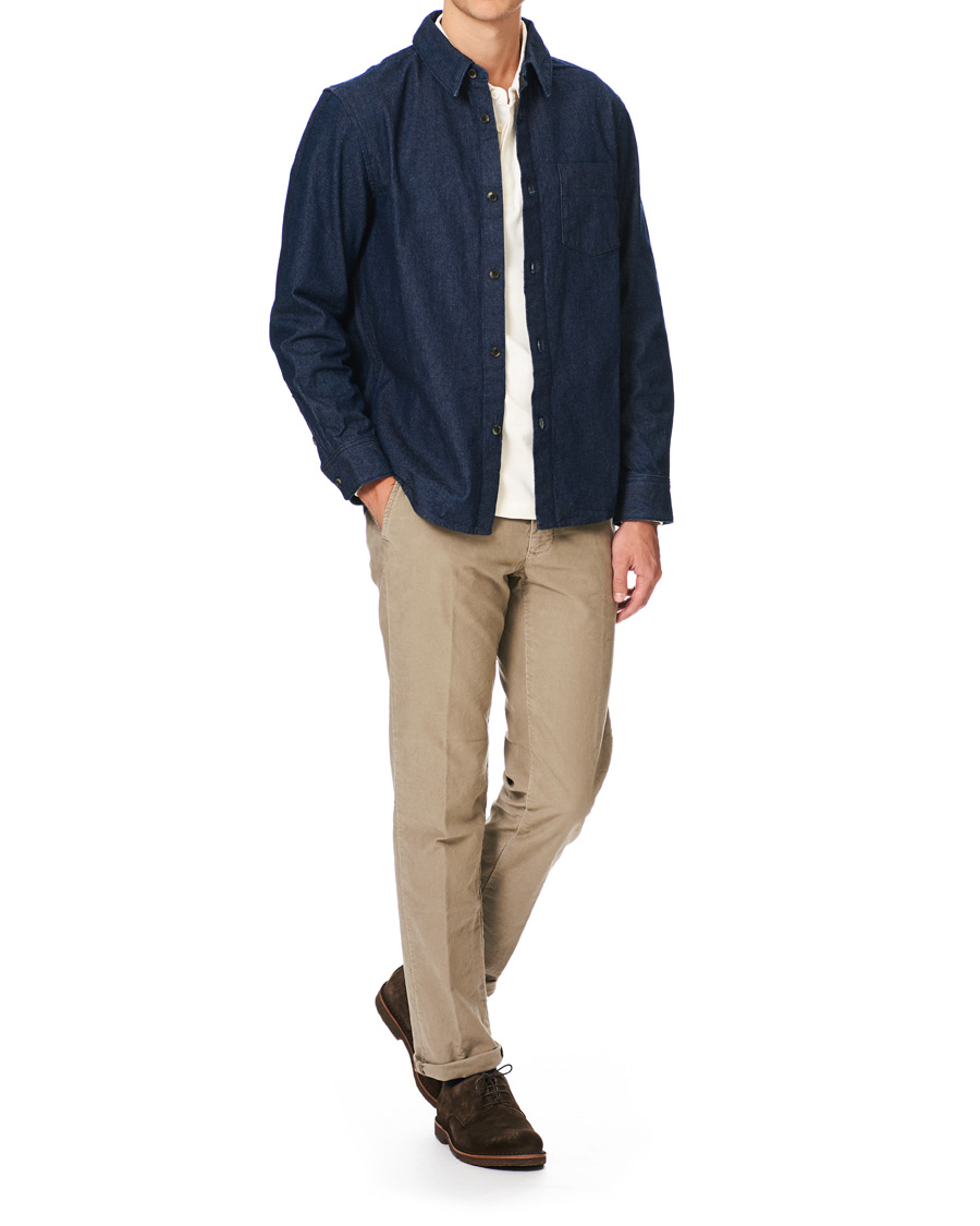 Herr | Byxor | Incotex | Regular Fit Garment Dyed Washed Slacks Beige