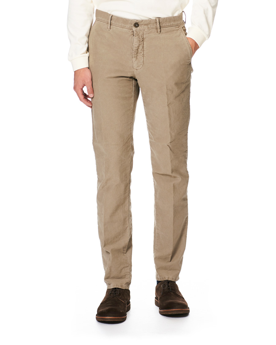 Herr | Byxor | Incotex | Regular Fit Garment Dyed Washed Slacks Beige
