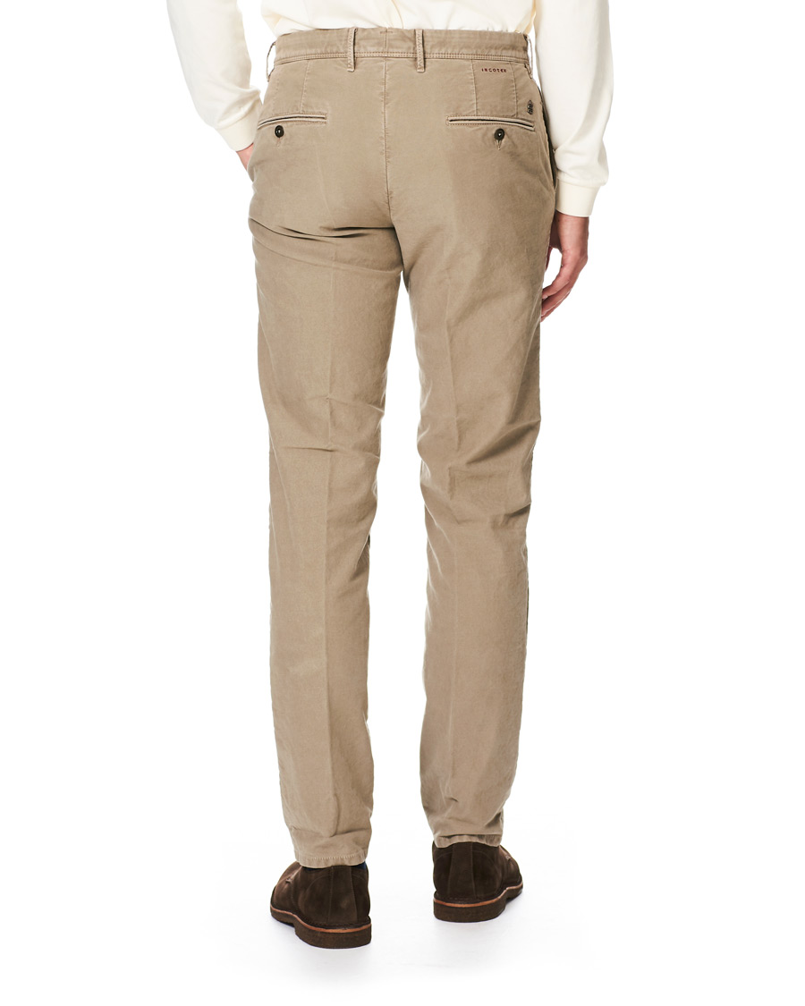 Herr | Byxor | Incotex | Regular Fit Garment Dyed Washed Slacks Beige
