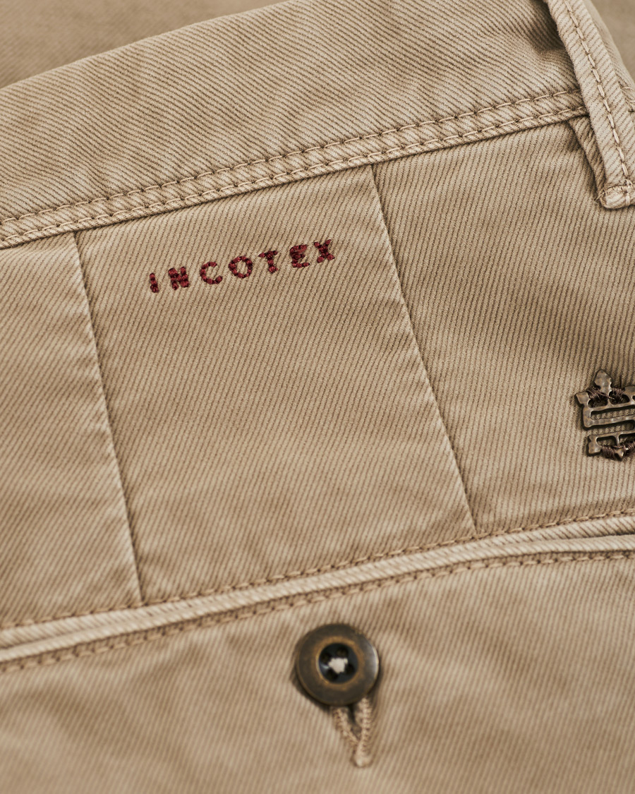 Herr | Byxor | Incotex | Regular Fit Garment Dyed Washed Slacks Beige