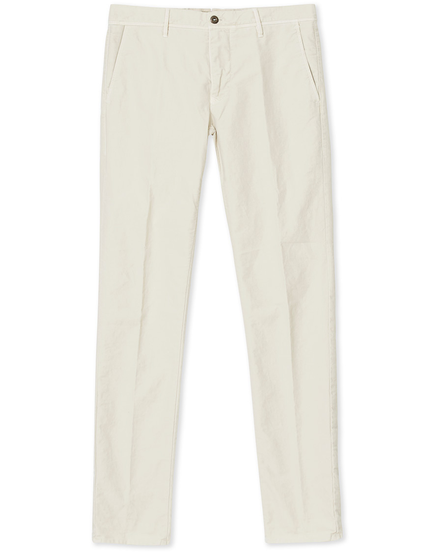 Herr | Byxor | Incotex | Slim Fit Garment Dyed Washed Slacks Off White
