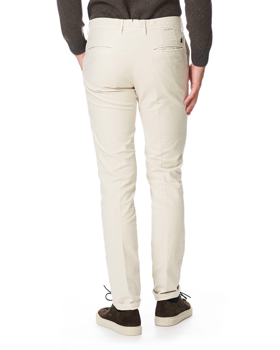 Herr | Byxor | Incotex | Slim Fit Garment Dyed Washed Slacks Off White