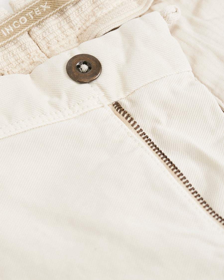 Herr | Byxor | Incotex | Slim Fit Garment Dyed Washed Slacks Off White