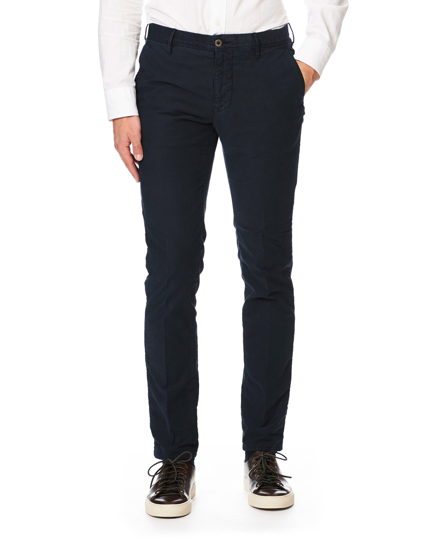 Herr | Byxor | Incotex | Slim Fit Garment Dyed Washed Slacks Navy