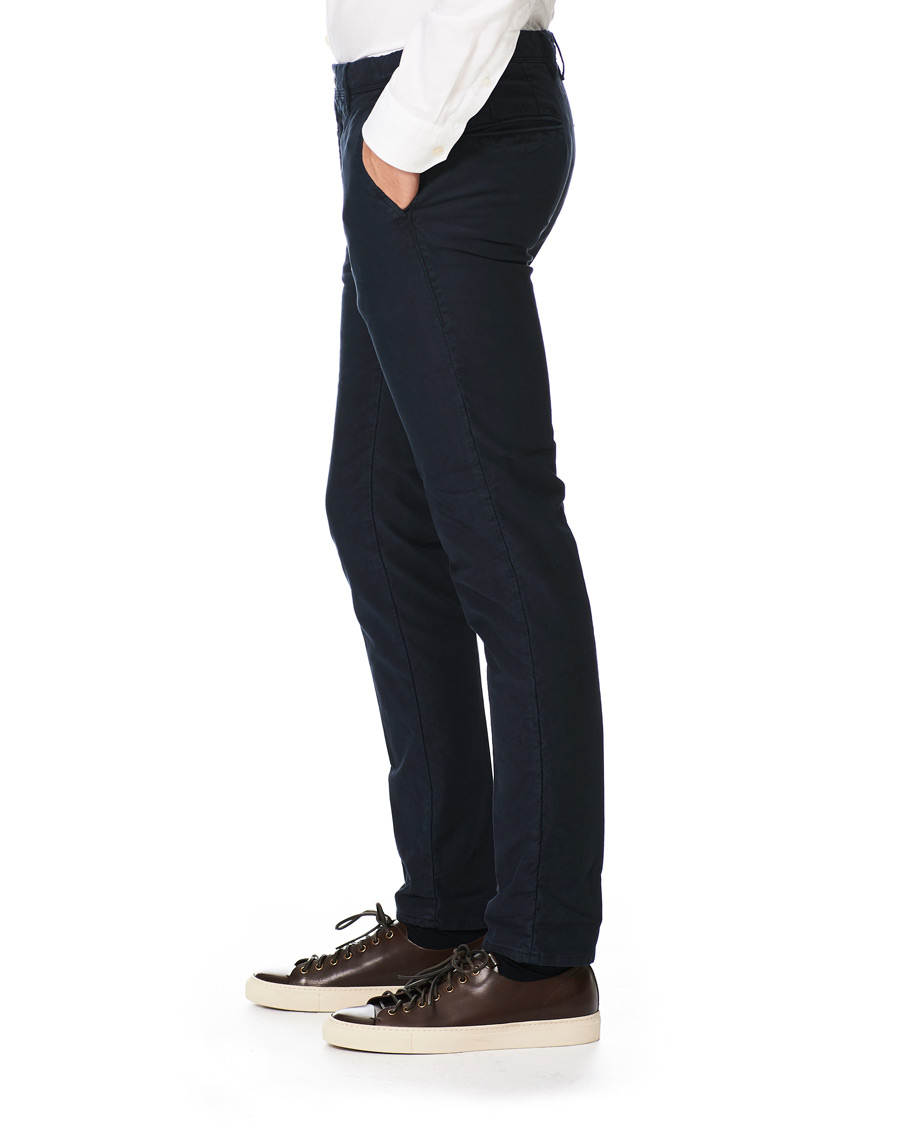 Herr | Byxor | Incotex | Slim Fit Garment Dyed Washed Slacks Navy