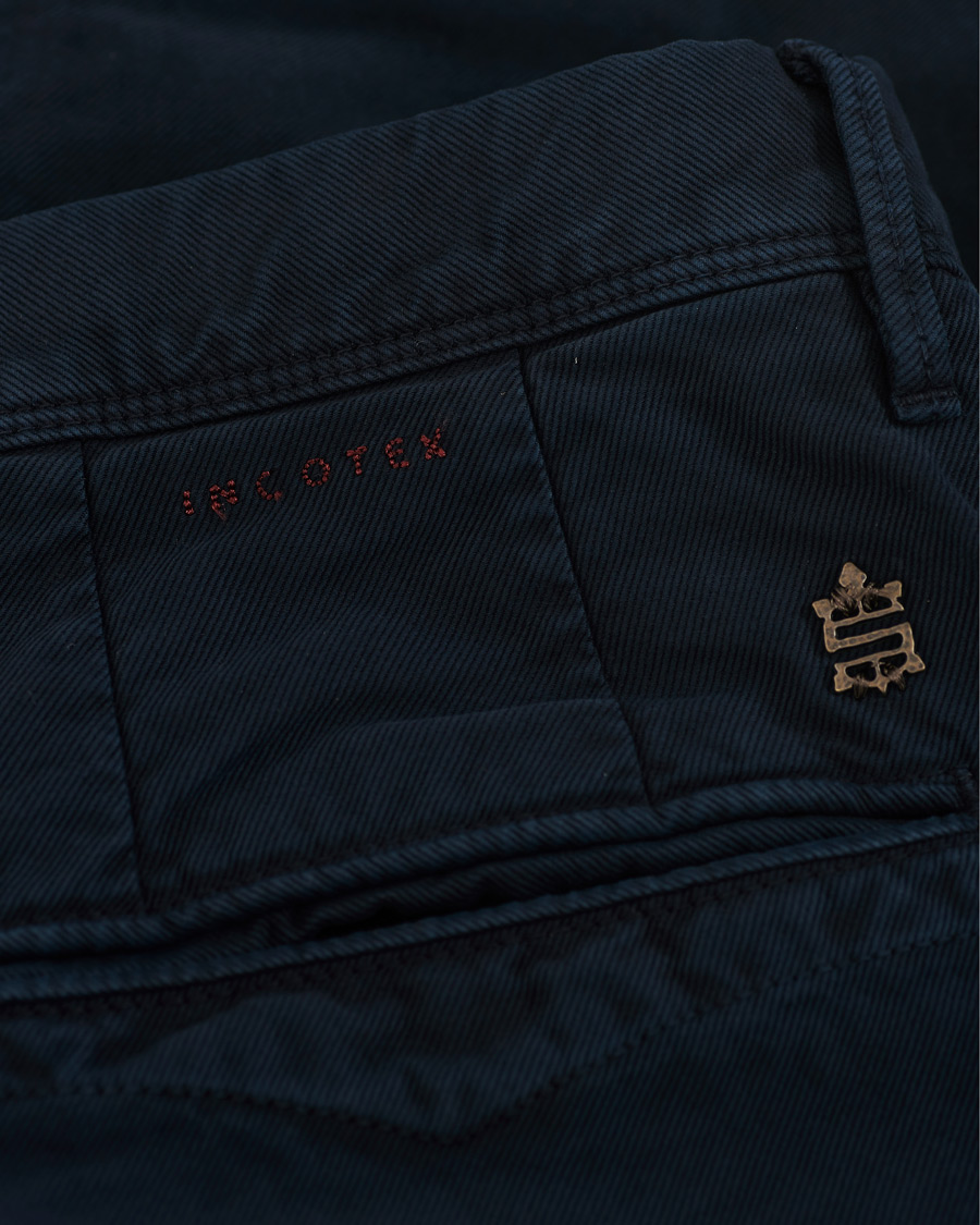 Herr | Byxor | Incotex | Slim Fit Garment Dyed Washed Slacks Navy