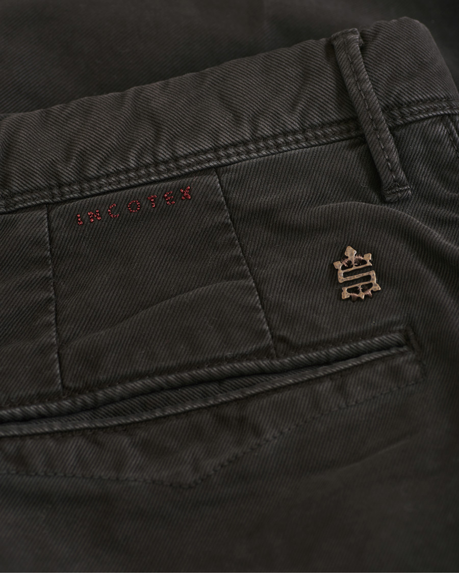 Herr | Byxor | Incotex | Slim Fit Garment Dyed Washed Slacks Black