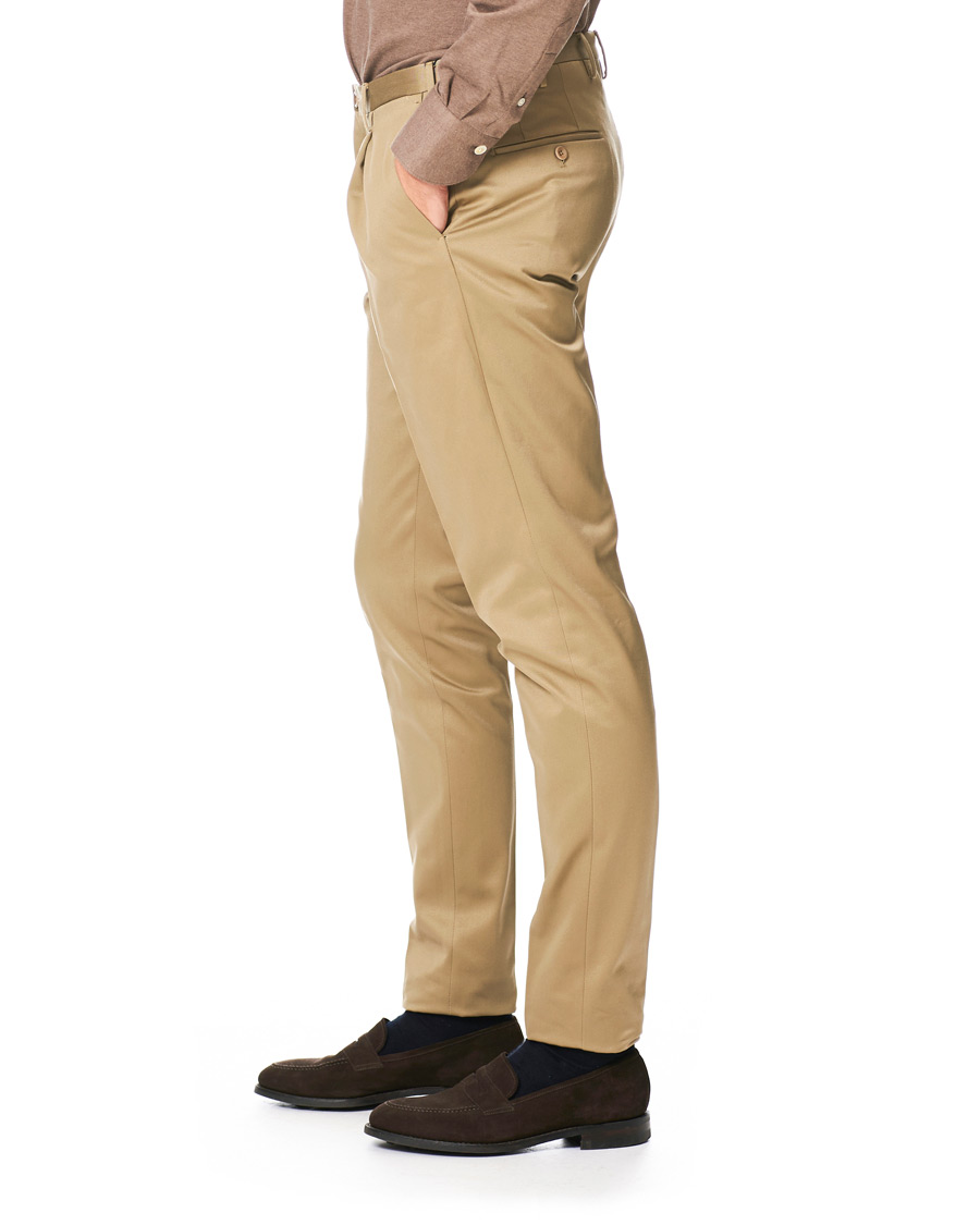 Herr | Byxor | Incotex | Slim Pleated Cotton Chinos Khaki