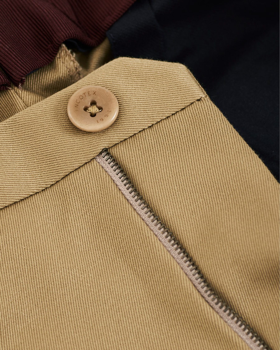 Herr | Byxor | Incotex | Slim Pleated Cotton Chinos Khaki