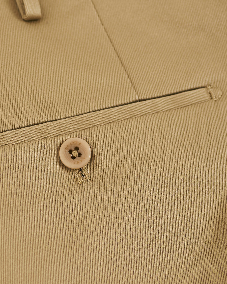 Herr | Byxor | Incotex | Slim Pleated Cotton Chinos Khaki