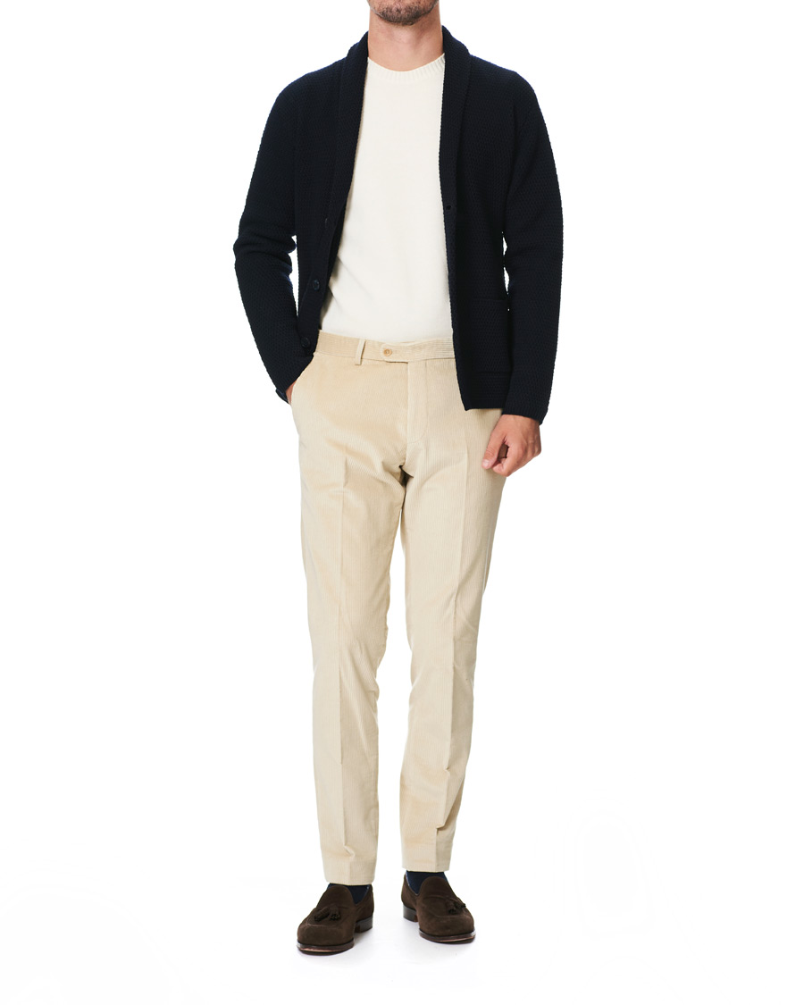 Herr | Byxor | Morris | Rodney Corduroy Trousers Off White