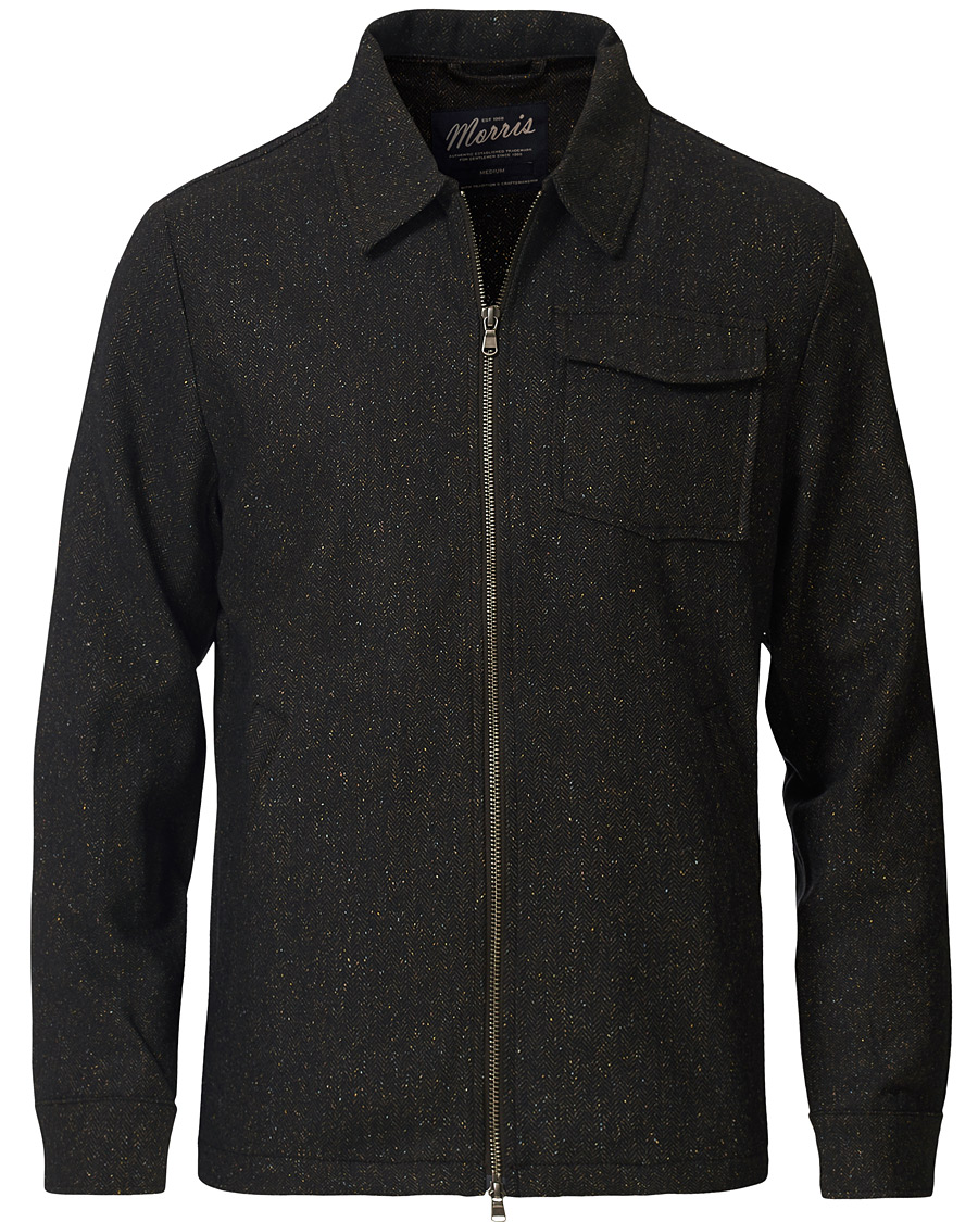 Herr | Skjortor | Morris | Dulwich Donegal Full Zip Overshirt Dark Brown