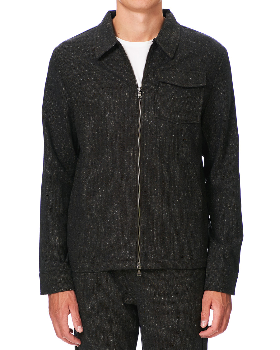 Herr | Skjortor | Morris | Dulwich Donegal Full Zip Overshirt Dark Brown