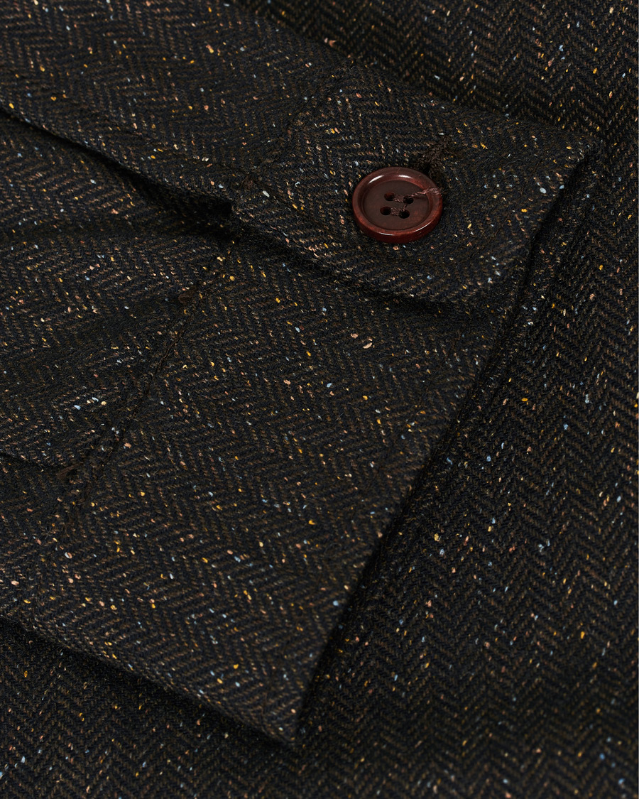 Herr | Skjortor | Morris | Dulwich Donegal Full Zip Overshirt Dark Brown