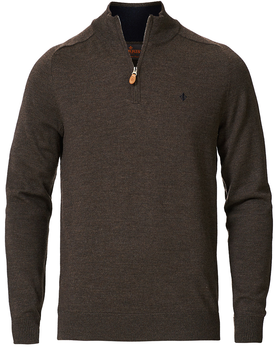 Herr | Tröjor | Morris | John Merino Half Zip Dark Brown