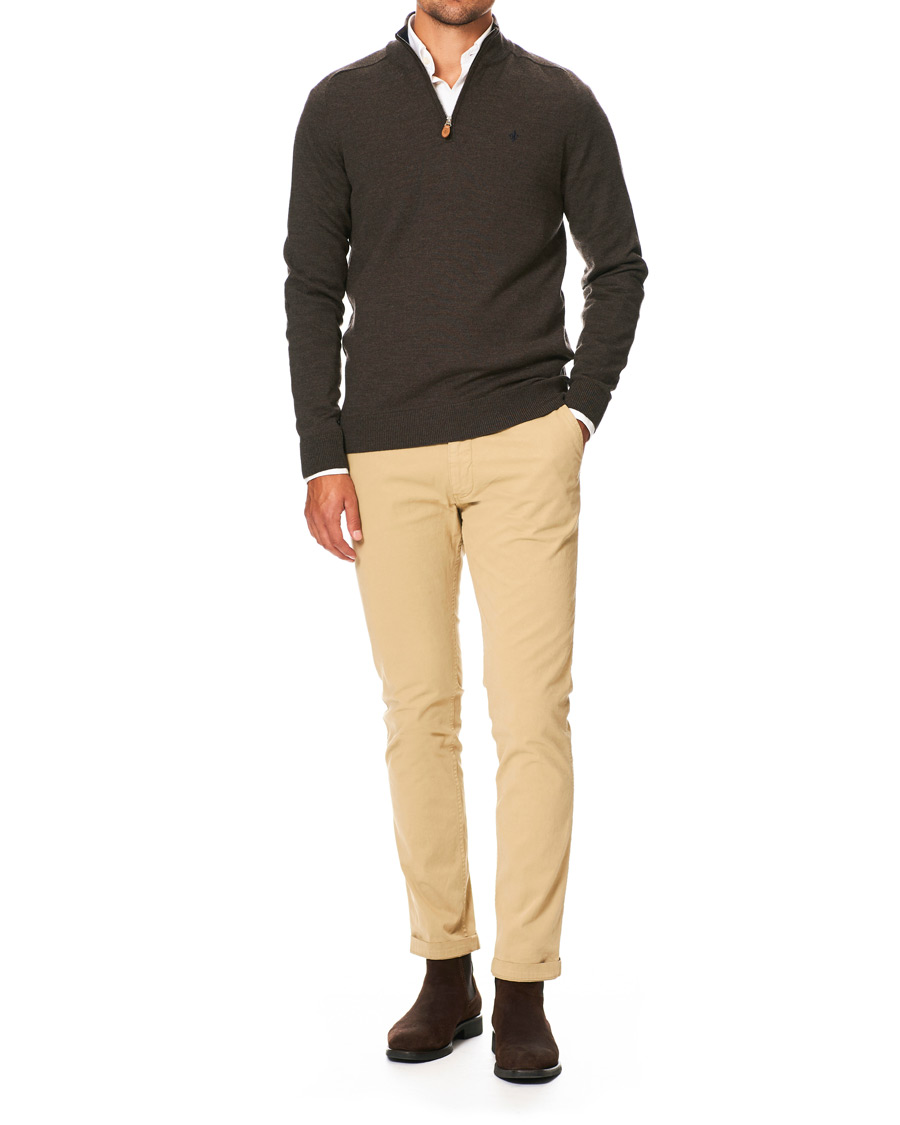 Herr | Tröjor | Morris | John Merino Half Zip Dark Brown