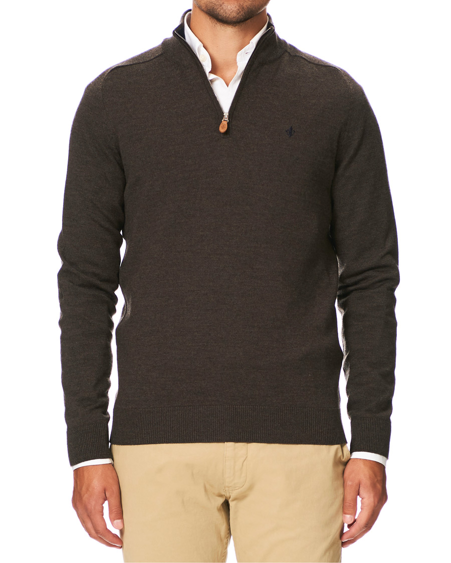 Herr | Tröjor | Morris | John Merino Half Zip Dark Brown