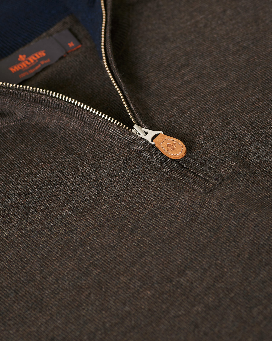 Herr | Tröjor | Morris | John Merino Half Zip Dark Brown