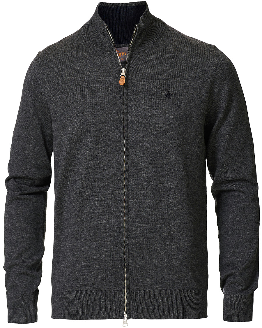 Herr | Tröjor | Morris | Merino Full Zip Dark Grey