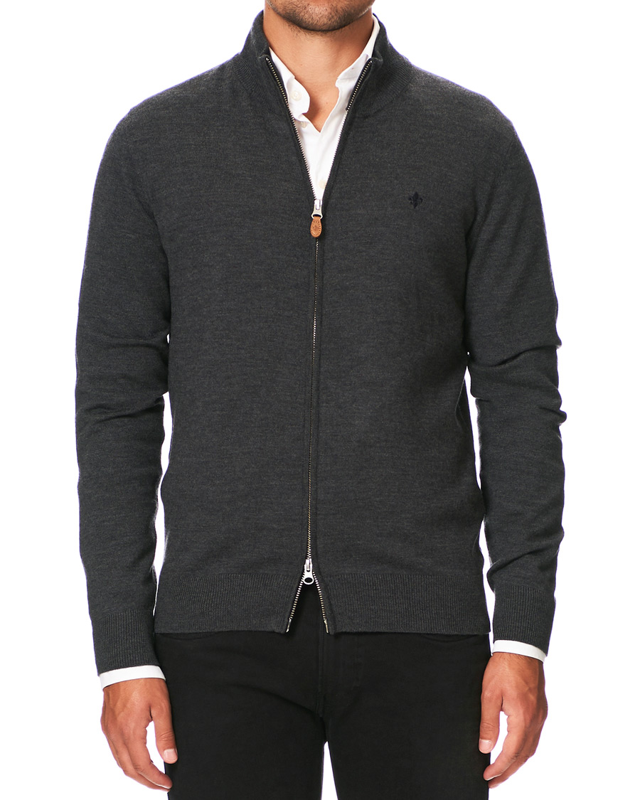 Herr | Tröjor | Morris | Merino Full Zip Dark Grey