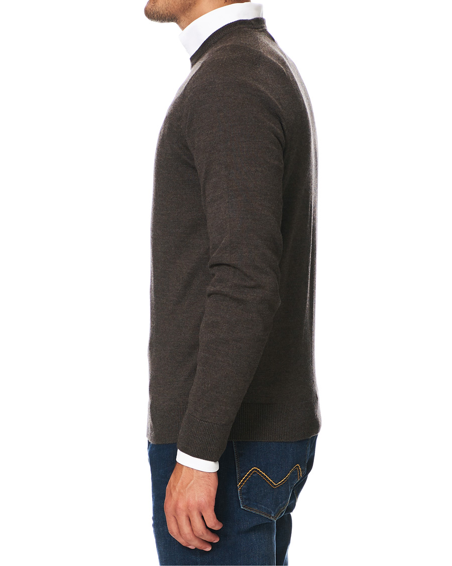 Herr | Tröjor | Morris | Merino Crew Neck Dark Brown XXL