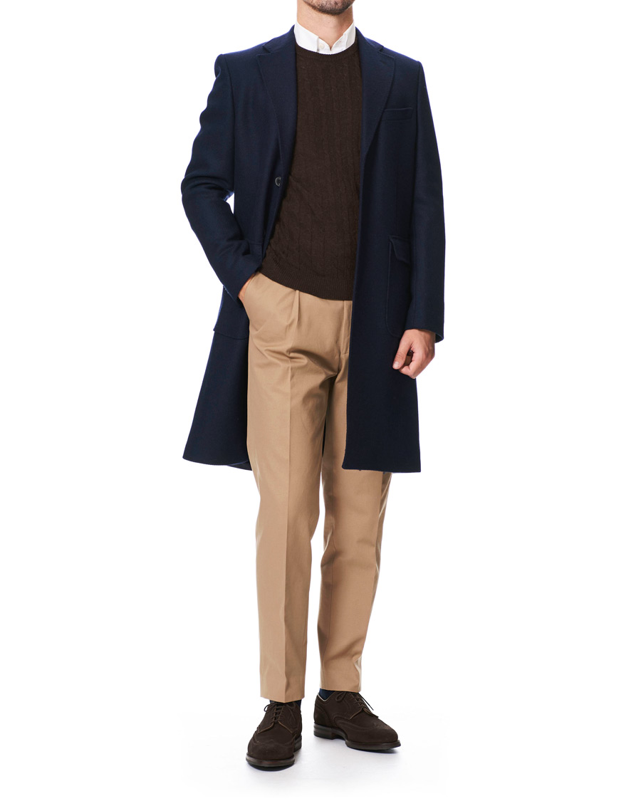 Herr | Jackor | Morris Heritage | Structured Wool Patch Pocket Coat Navy