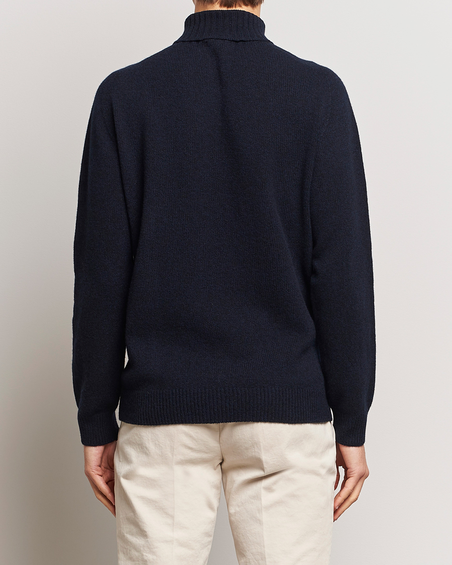 Herr | Tröjor | Sunspel | Lambswool Poloshirt Dark Navy Moiline
