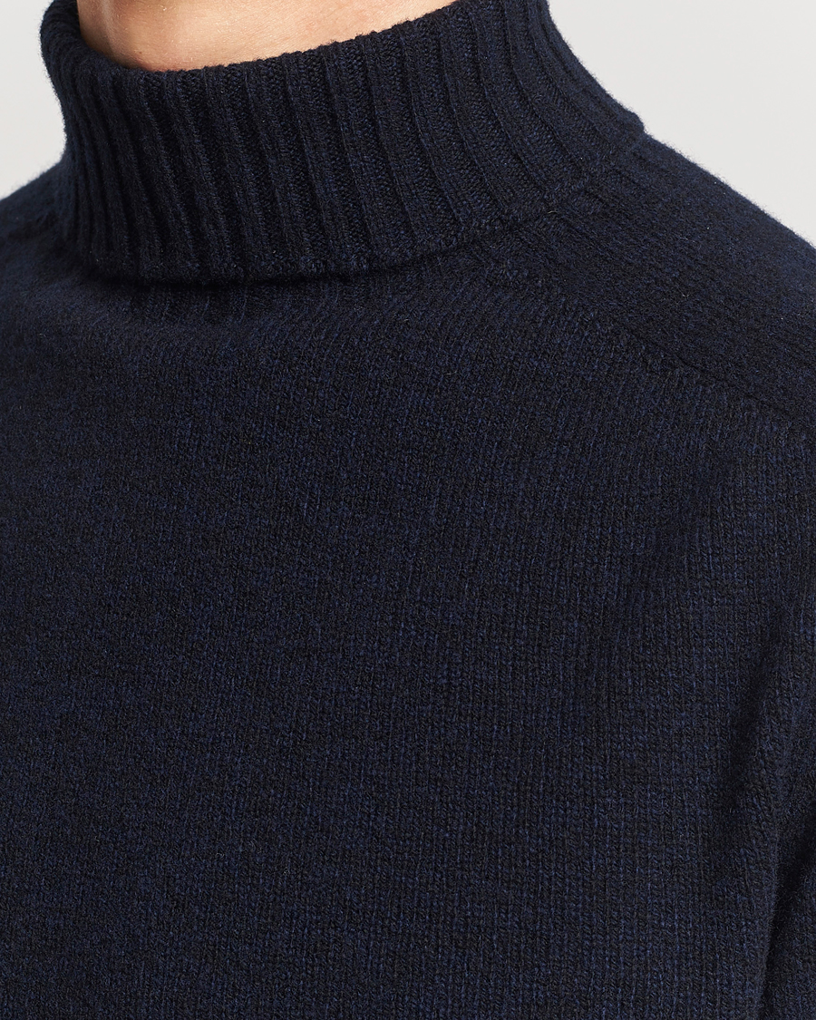 Herr | Tröjor | Sunspel | Lambswool Poloshirt Dark Navy Moiline