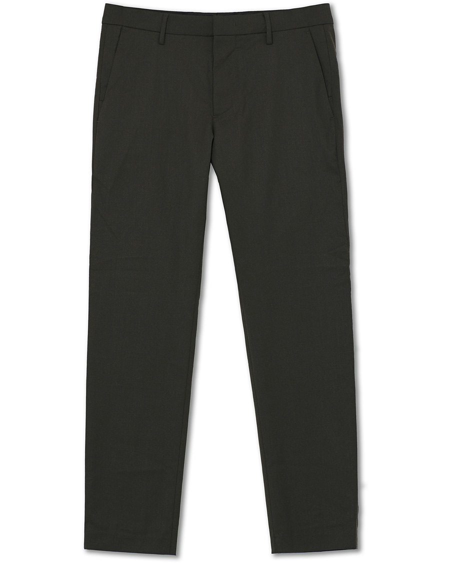 Herr | Byxor | NN07 | Theo Regular Fit Wool Trousers Army Green