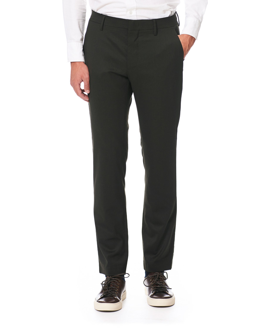 Herr | Byxor | NN07 | Theo Regular Fit Wool Trousers Army Green