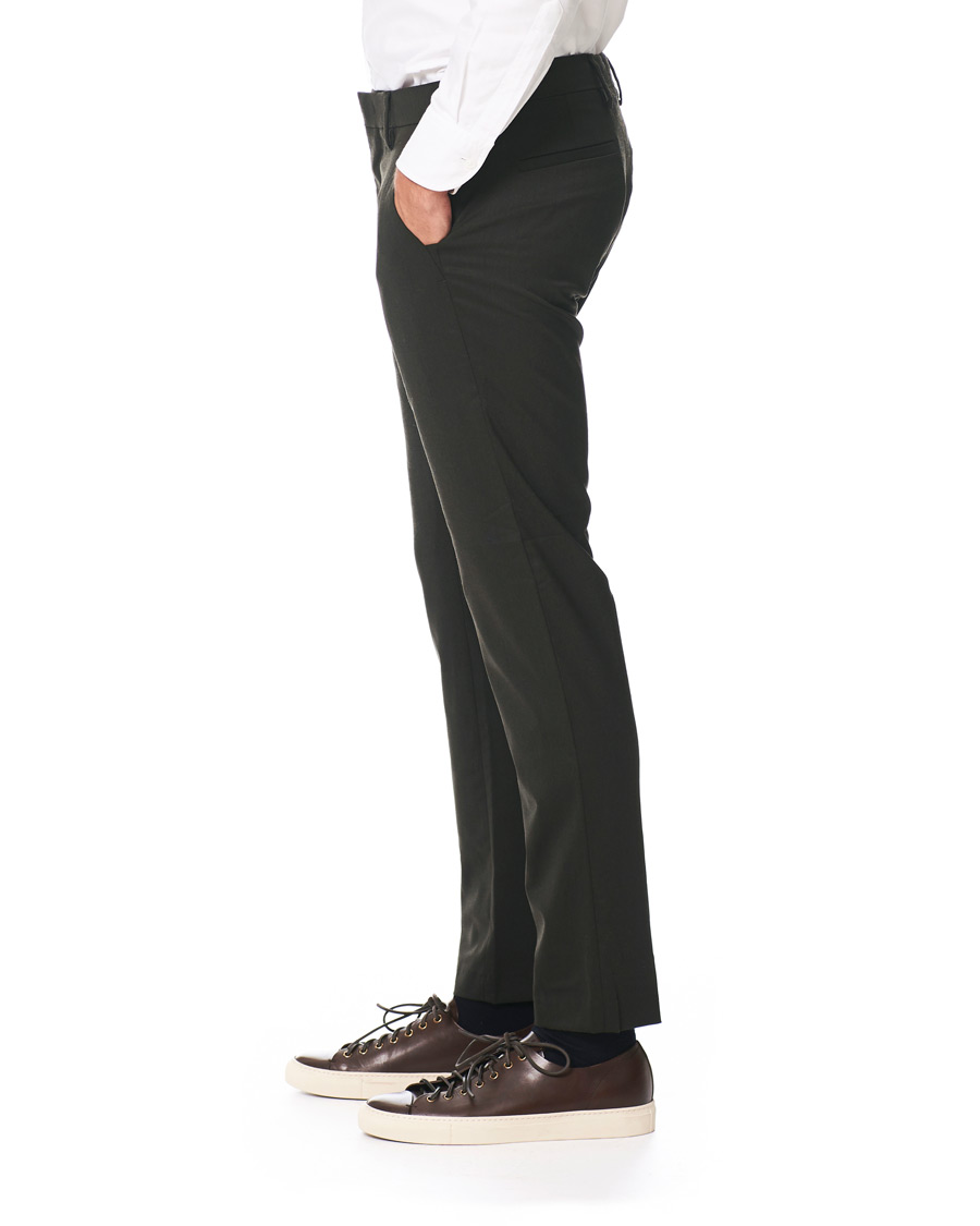 Herr | Byxor | NN07 | Theo Regular Fit Wool Trousers Army Green