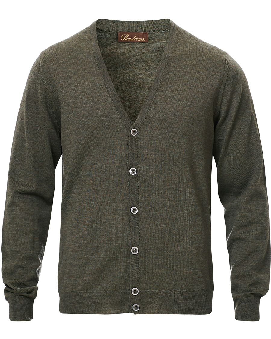 Herr | Tröjor | Stenströms | Merino Zegna Knitted Cardigan Green