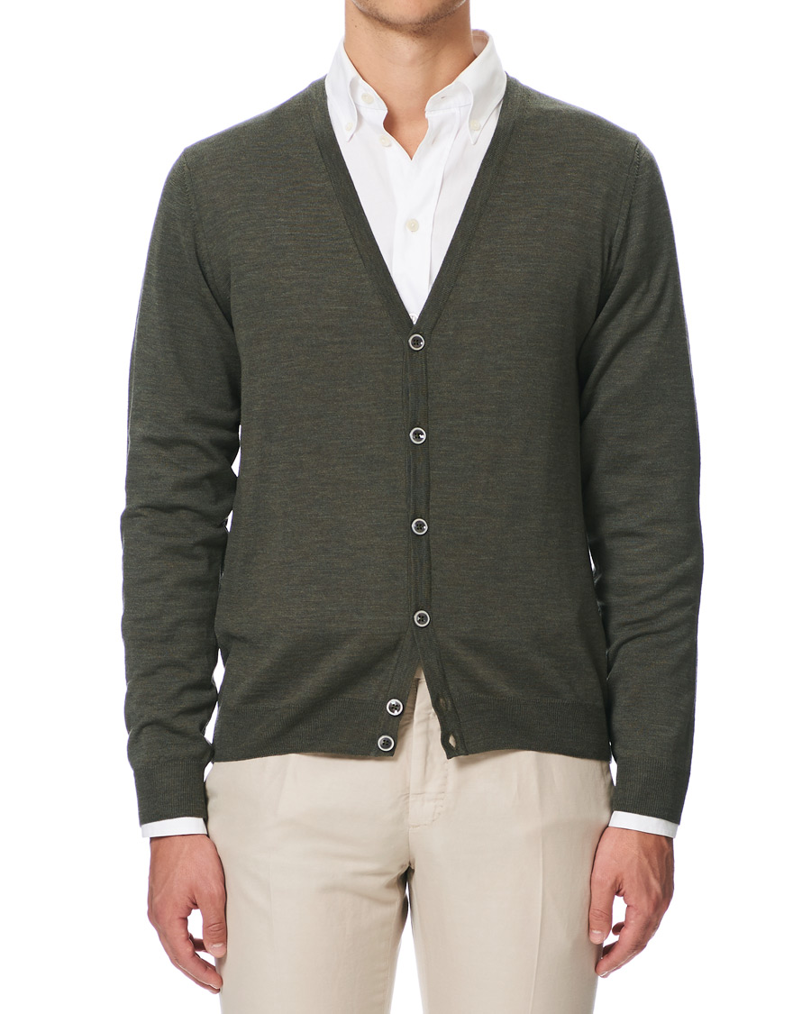 Herr | Tröjor | Stenströms | Merino Zegna Knitted Cardigan Green