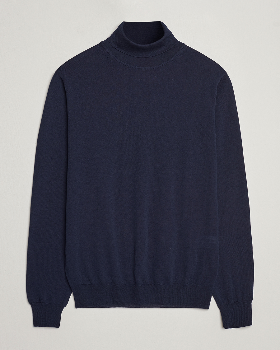 Herr | Tröjor | Stenströms | Fine Merino Rollneck Navy