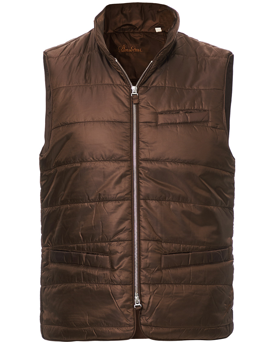 Herr | Jackor | Stenströms | Quilted Houndstooth Vest Brown