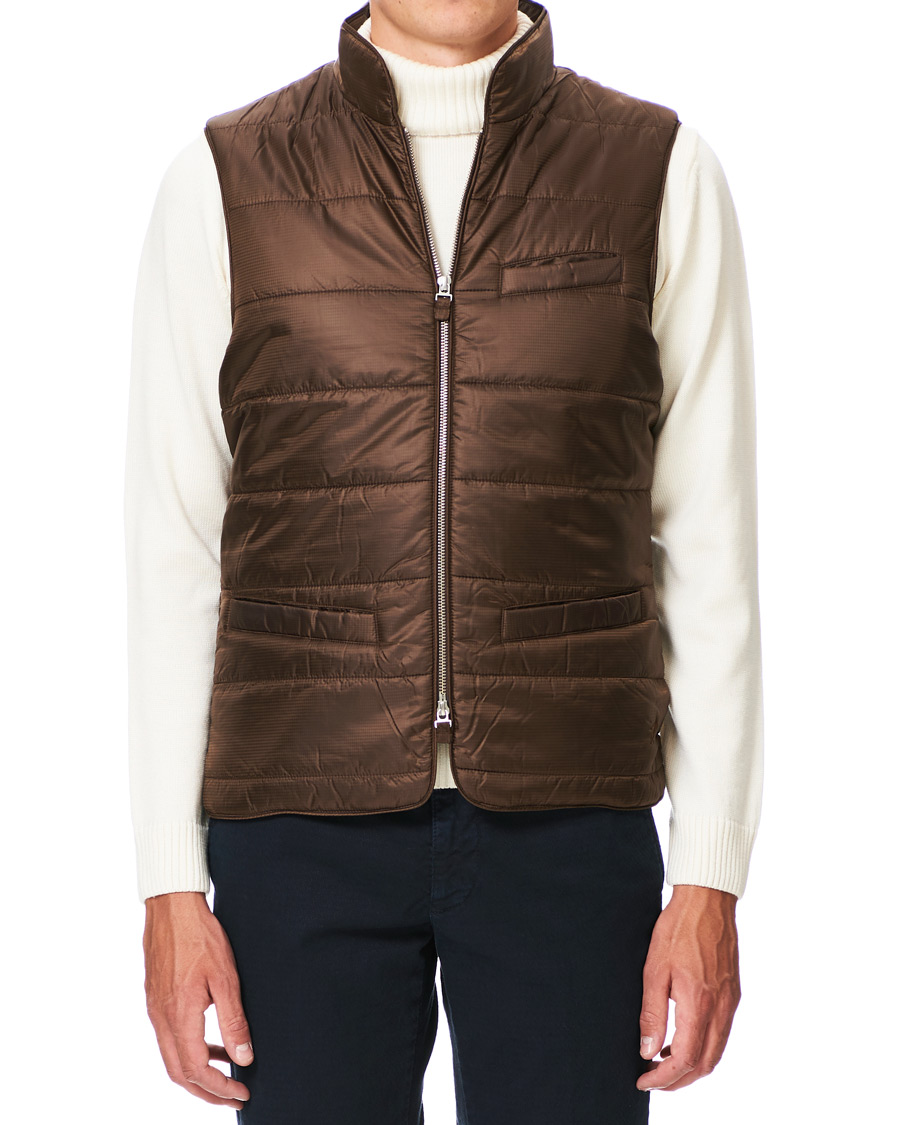 Herr | Jackor | Stenströms | Quilted Houndstooth Vest Brown