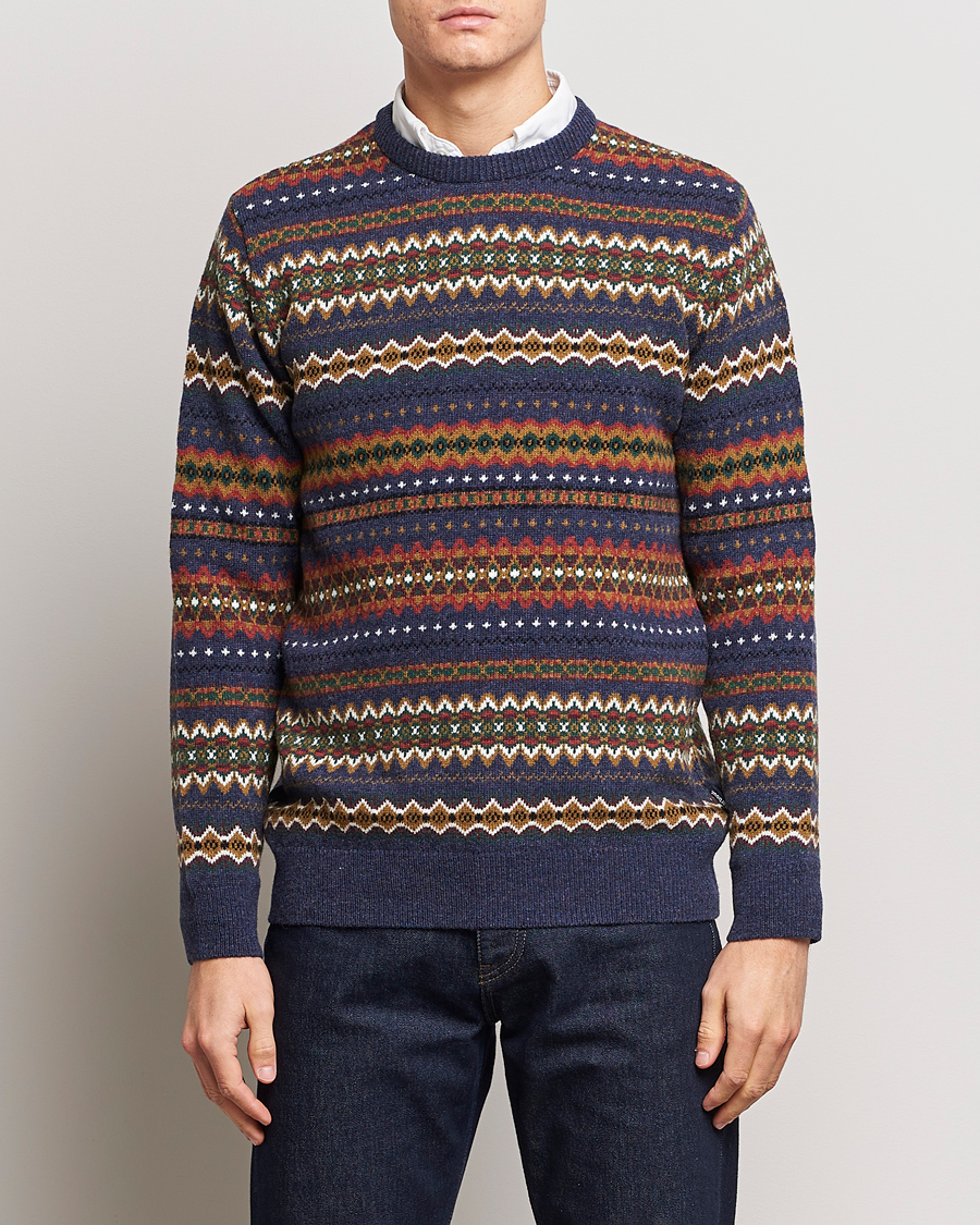 Herr | Stickade tröjor | Barbour Lifestyle | Case Fairisle Crew Navy Marl