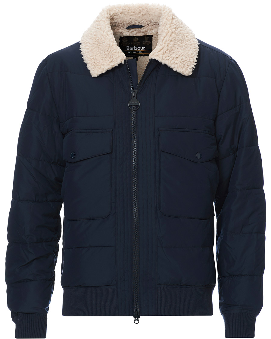 Herr | Jackor | Barbour International | Steve McQueen Java Quilt Pilot Jacket Navy