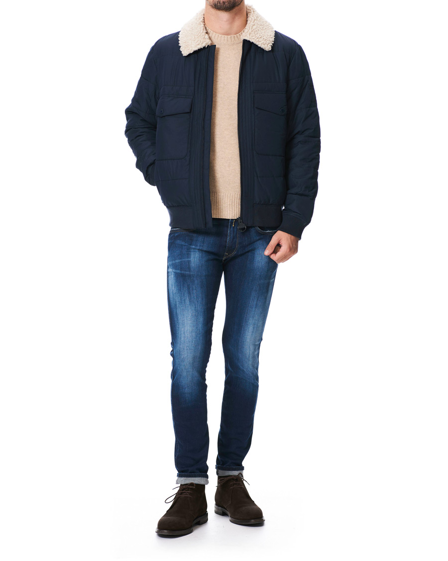 Herr | Jackor | Barbour International | Steve McQueen Java Quilt Pilot Jacket Navy