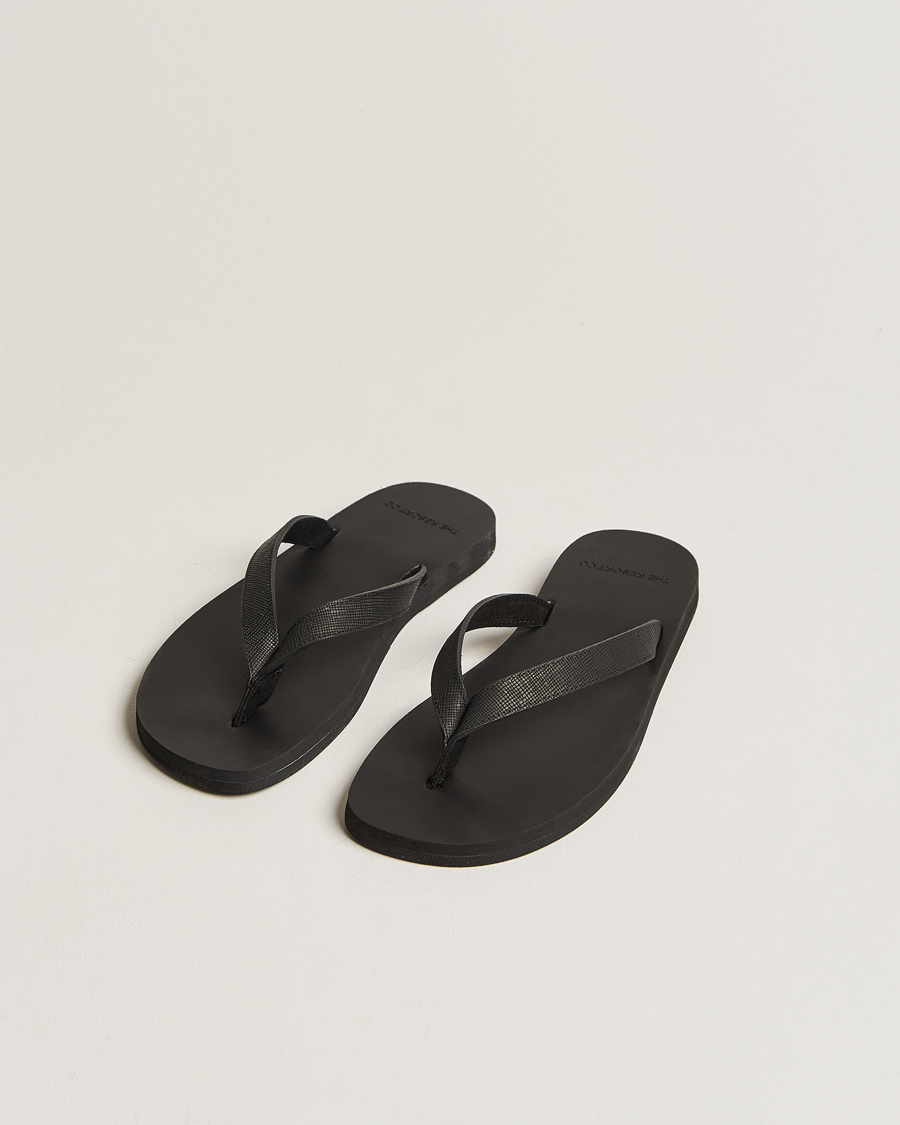 Herr | The Resort Co | The Resort Co | Saffiano Leather Flip-Flop Black